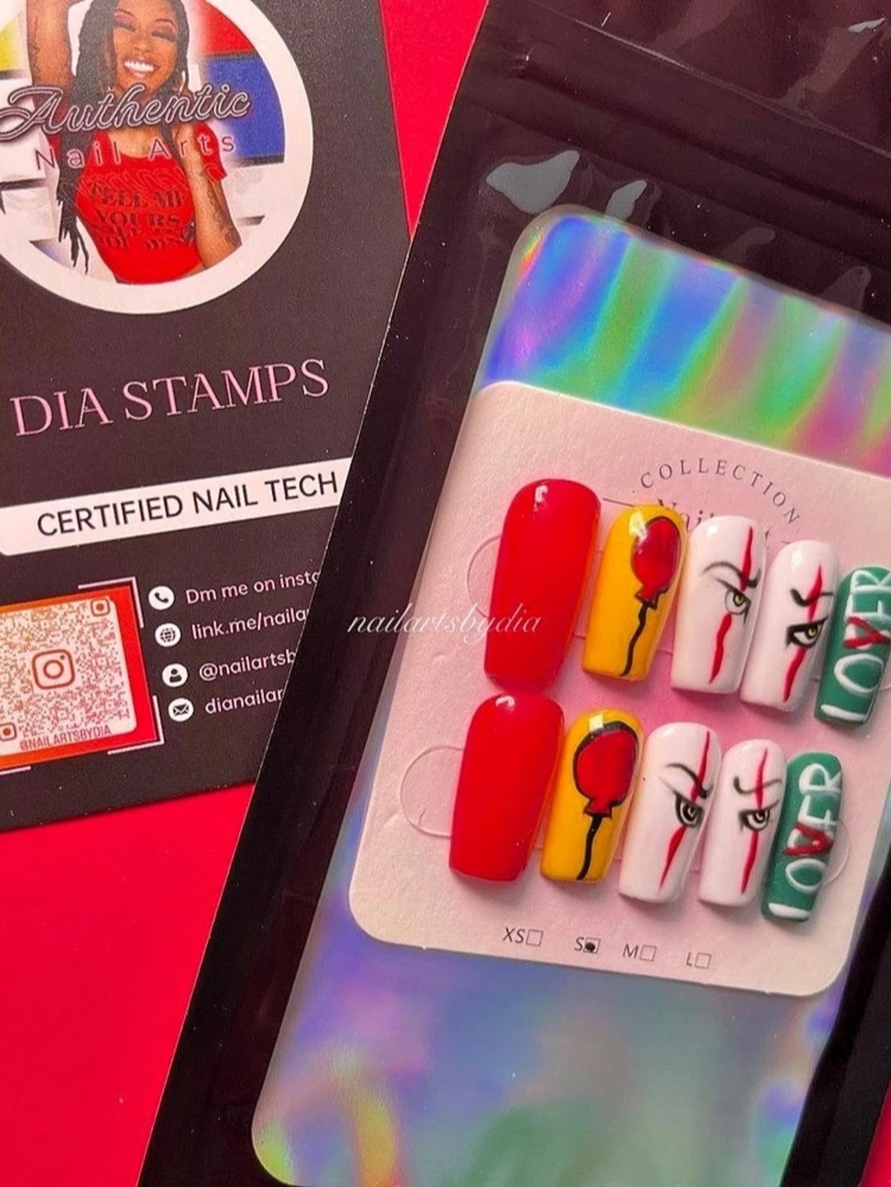Custom IT Pennywise Horror Press On Nails